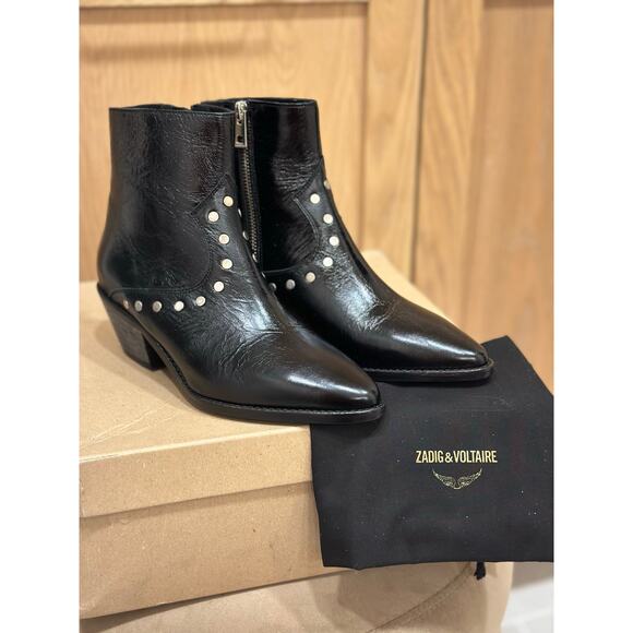 Zadig & Voltaire Tyler Leather Studded Ankle Boot - Picture 5 of 9